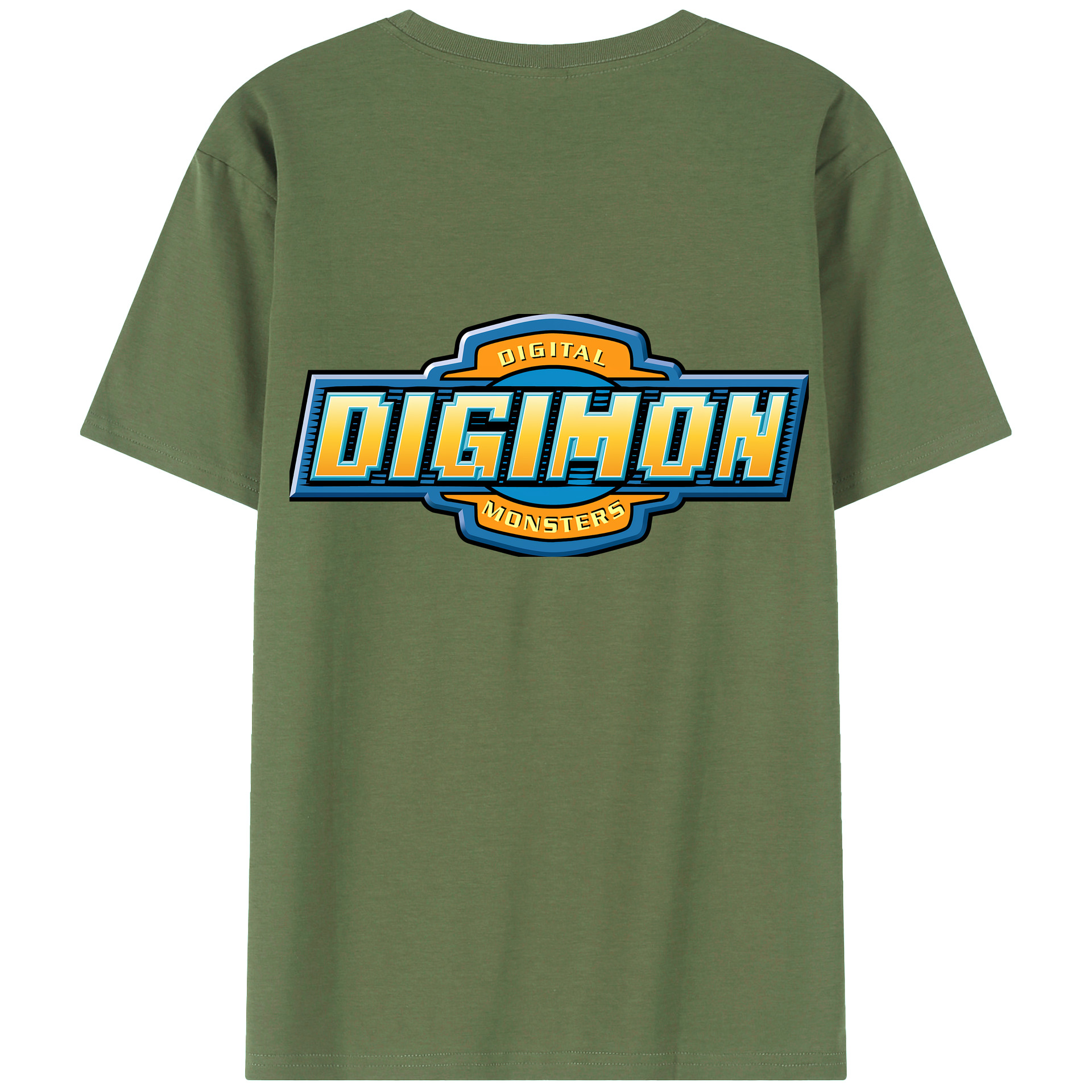 （画像用） Digimon デジタルモンスター/デジモン 綿100％ メンズ半袖Tシャツ（バックプリント） 通気性
